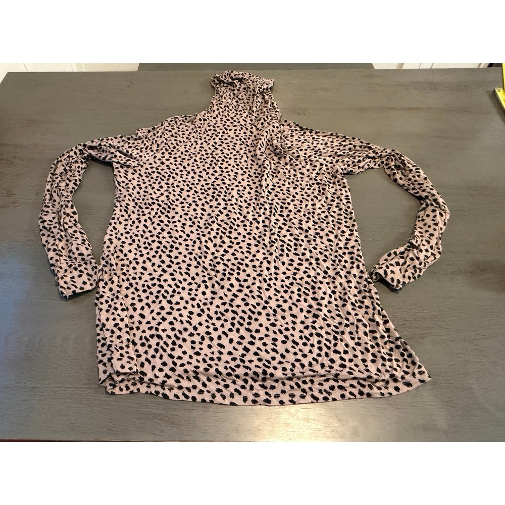 Apt. 9 Modern Essentials Turtleneck Top XL Tan Black Animal Print Long Sleeve